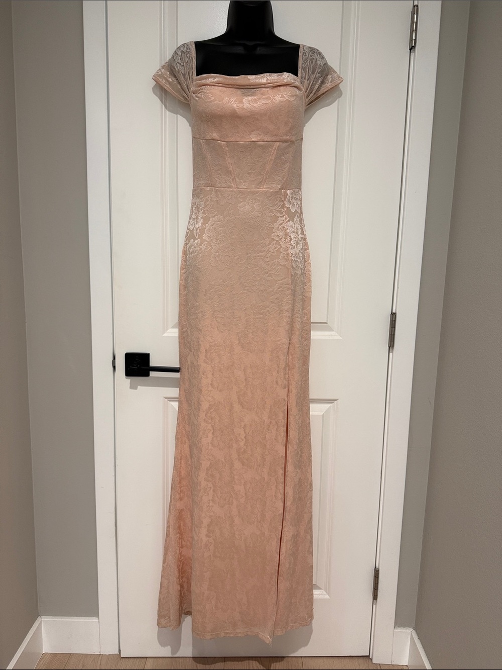 Windsor Lace Detail High Slit Formal Dress